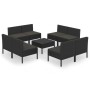 Set de muebles de jardín 9 pzas cojines ratán sintético negro de vidaXL, Conjuntos de jardín - Ref: Foro24-3094317, Precio: 5...