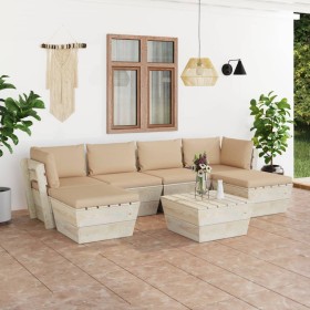 7-piece pallet garden furniture and fir wood cushions by vidaXL, Garden sets - Ref: Foro24-3063579, Price: 465,99 €, Discount: %