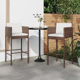 Küchenhocker mit Kissen 2 Stück braunes synthetisches Rattan von vidaXL, Gartenstühle - Ref: Foro24-316656, Preis: 117,99 €, ...