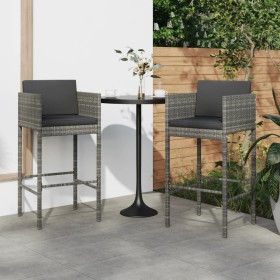 Kitchen stools with cushions, 2 units, synthetic gray rattan by vidaXL, Garden chairs - Ref: Foro24-316658, Price: 117,09 €, ...