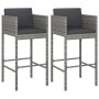 Kitchen stools with cushions, 2 units, synthetic gray rattan by vidaXL, Garden chairs - Ref: Foro24-316658, Price: 116,98 €, ...