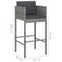 Kitchen stools with cushions, 2 units, synthetic gray rattan by vidaXL, Garden chairs - Ref: Foro24-316658, Price: 116,98 €, ...