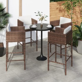 Küchenhocker mit Kissen 4 Stück braunes synthetisches Rattan von vidaXL, Gartenstühle - Ref: Foro24-316659, Preis: 221,99 €, ...