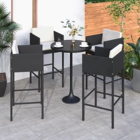 Kitchen stools with cushions 4 pcs black synthetic rattan by vidaXL, Garden chairs - Ref: Foro24-316660, Price: 217,99 €, Dis...