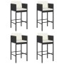 Kitchen stools with cushions 4 pcs black synthetic rattan by vidaXL, Garden chairs - Ref: Foro24-316660, Price: 217,51 €, Dis...