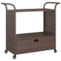 Barwagen mit Schublade aus braunem synthetischem Rattan, 100 x 45 x 97 cm