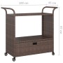 Bar cart with drawer brown synthetic rattan 100x45x97 cm