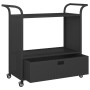 Bar cart with black synthetic rattan drawer 100x45x97 cm