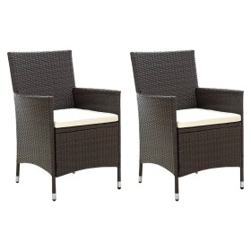 Garden chairs with cushions, 2 units, synthetic brown rattan by vidaXL, Garden chairs - Ref: Foro24-316679, Price: 151,09 €, ...