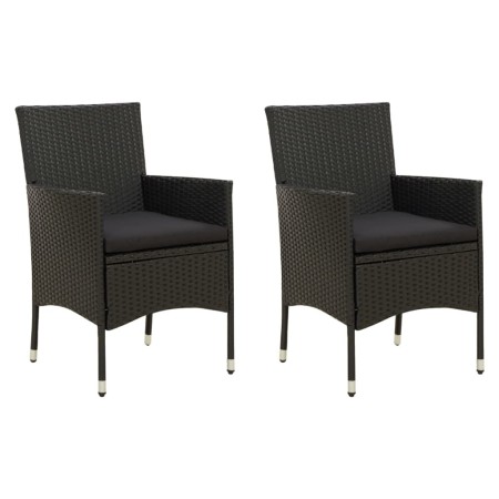 Garden chairs 2 units with black synthetic rattan cushions