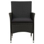 Garden chairs 2 units with black synthetic rattan cushions