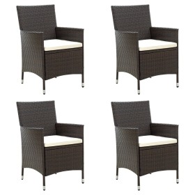 Garden chairs with cushions, 4 units, synthetic brown rattan by vidaXL, Garden chairs - Ref: Foro24-316687, Price: 243,99 €, ...