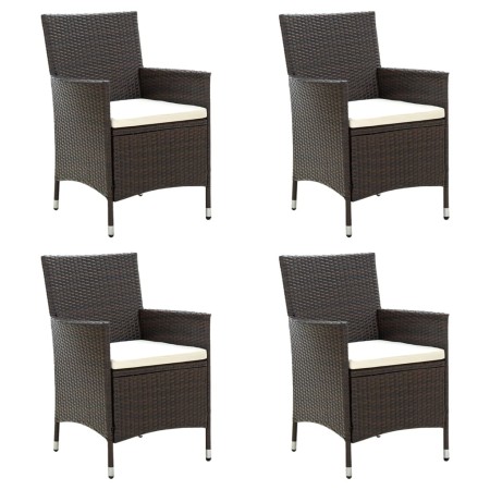 Garden chairs with cushions, 4 units, synthetic brown rattan by vidaXL, Garden chairs - Ref: Foro24-316687, Price: 250,43 €, ...