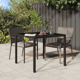 Garden table tempered glass synthetic rattan 90x90x75 cm brown by vidaXL, Garden tables - Ref: Foro24-316697, Price: 94,99 €,...