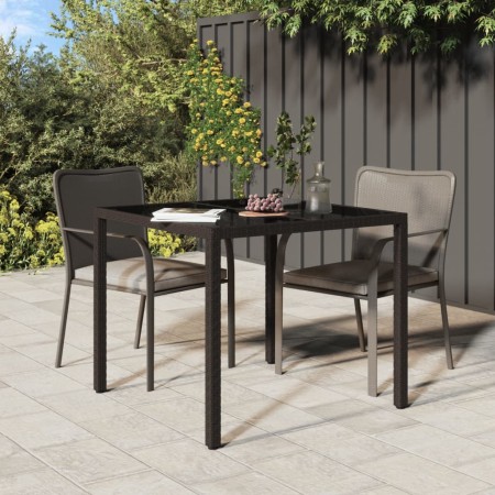 Garden table tempered glass synthetic rattan 90x90x75 cm brown by vidaXL, Garden tables - Ref: Foro24-316697, Price: 94,11 €,...