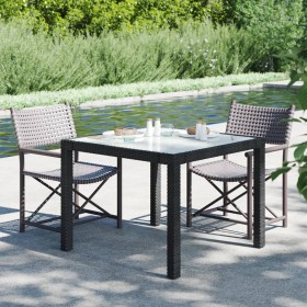 Mesa jardín vidrio templado ratán sintético 90x90x75 cm negro de vidaXL, Mesas de jardín - Ref: Foro24-316698, Precio: 132,99...