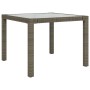 Garden table with tempered glass and synthetic rattan, 90x90x75 cm, gray. by vidaXL, Garden tables - Ref: Foro24-316700, Pric...