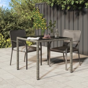 Garden table tempered glass synthetic rattan 90x90x75 cm gray by vidaXL, Garden tables - Ref: Foro24-316701, Price: 72,07 €, ...