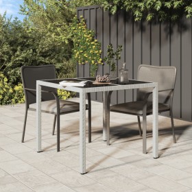 Gartentisch gehärtetes Glas synthetisches Rattan 90x90x75 cm weiß von vidaXL, Gartentische - Ref: Foro24-316702, Preis: 117,9...