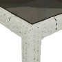 Garden table with tempered glass and synthetic rattan, 90x90x75 cm, white. by vidaXL, Garden tables - Ref: Foro24-316702, Pri...