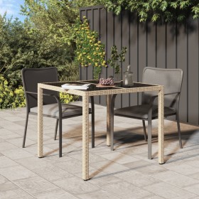 Garden table tempered glass synthetic rattan 90x90x75 cm gray by vidaXL, Garden tables - Ref: Foro24-316703, Price: 97,59 €, ...