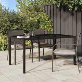 Gartentisch aus gehärtetem Glas und synthetischem Rattan, 150 x 90 x 75 cm, braun von vidaXL, Gartentische - Ref: Foro24-3167...