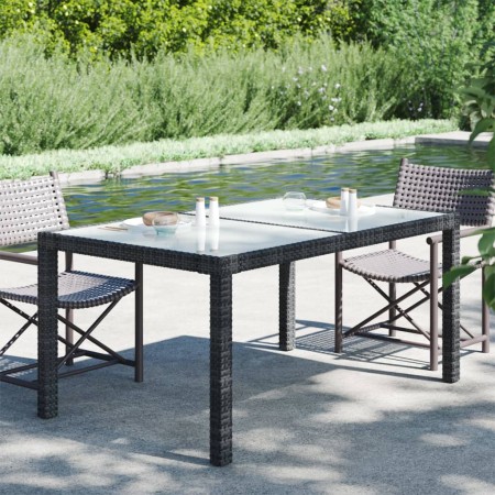 Gartentisch aus gehärtetem Glas und synthetischem Rattan, 150 x 90 x 75 cm, schwarz von vidaXL, Gartentische - Ref: Foro24-31...