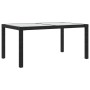 Mesa jardín vidrio templado ratán sintético 150x90x75 cm negro de vidaXL, Mesas de jardín - Ref: Foro24-316705, Precio: 132,2...