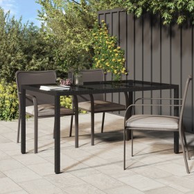 Mesa jardín vidrio templado ratán sintético 150x90x75 cm negro de vidaXL, Mesas de jardín - Ref: Foro24-316706, Precio: 120,9...