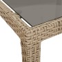 Gartentisch aus gehärtetem Glas und synthetischem Rattan, 150 x 90 x 75 cm, beige