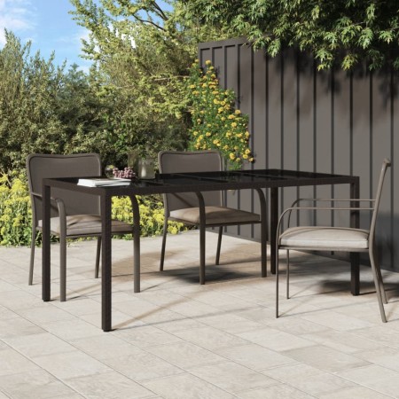 Brauner Gartentisch aus gehärtetem Glas aus synthetischem Rattan, 190 x 90 x 75 cm von vidaXL, Gartentische - Ref: Foro24-316...