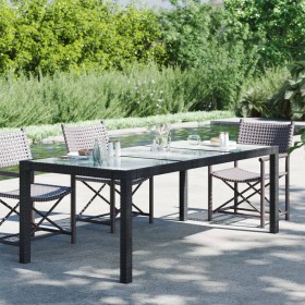 Mesa jardín vidrio templado ratán sintético negra 190x90x75 cm de vidaXL, Mesas de jardín - Ref: Foro24-316712, Precio: 159,9...