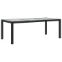 Mesa jardín vidrio templado ratán sintético negra 190x90x75 cm de vidaXL, Mesas de jardín - Ref: Foro24-316712, Precio: 167,3...