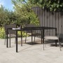 Schwarzer Gartentisch aus gehärtetem Glas aus synthetischem