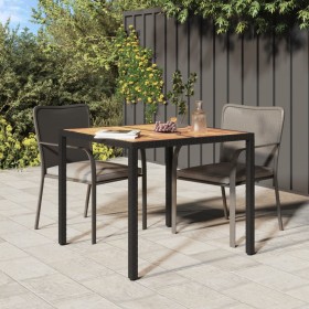 Gartentisch aus PE-Rattan, massives schwarzes Akazienholz, 90 x 90 x 75 cm von vidaXL, Gartentische - Ref: Foro24-316718, Pre...