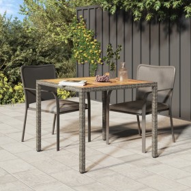 Gartentisch PE Rattan massives Akazienholz grau 90x90x75 cm von vidaXL, Gartentische - Ref: Foro24-316719, Preis: 128,99 €, R...