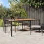 Mesa de jardín madera acacia ratán sintético negra 190x90x75 cm