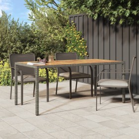 Garden table made of gray synthetic rattan acacia wood 190x90x75 cm by vidaXL, Garden tables - Ref: Foro24-316723, Price: 146...