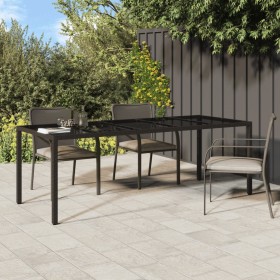 Brown PE rattan tempered glass garden table 250x100x75 cm by vidaXL, Garden tables - Ref: Foro24-316724, Price: 141,99 €, Dis...