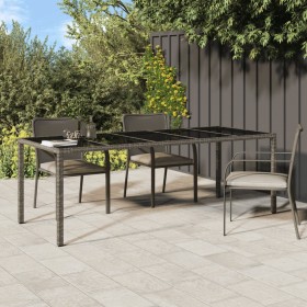 Mesa de jardín de vidrio templado ratán PE gris 250x100x75 cm de vidaXL, Mesas de jardín - Ref: Foro24-316727, Precio: 140,66...