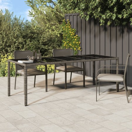 Gray PE rattan tempered glass garden table 250x100x75 cm by vidaXL, Garden tables - Ref: Foro24-316727, Price: 140,99 €, Disc...