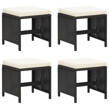 Garden stools 4 units and black synthetic rattan cushions by vidaXL, Garden chairs - Ref: Foro24-316748, Price: 112,99 €, Dis...