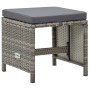 Garden stools 4 units and gray synthetic rattan cushions