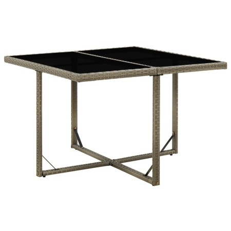 Mesa de jardín ratán sintético y vidrio gris 109x107x74 cm de vidaXL, Mesas de jardín - Ref: Foro24-316765, Precio: 100,32 €,...