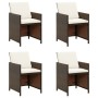 Garden chairs with cushions 4 units brown synthetic rattan by vidaXL, Garden chairs - Ref: Foro24-316776, Price: 166,92 €, Di...