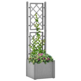 Flowerbed with trellis and gray automatic irrigation system by vidaXL, Pots and planters - Ref: Foro24-317577, Price: 107,00 ...