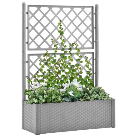 Flowerbed with trellis and gray automatic irrigation system by vidaXL, Pots and planters - Ref: Foro24-317578, Price: 155,26 ...