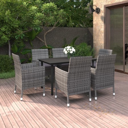 7-teiliges Garten-Essset und Kissen aus synthetischem Rattan und Glas von vidaXL, Gartensets - Ref: Foro24-3099694, Preis: 51...