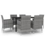 Set comedor de jardín 7 pzas y cojines ratán sintético y vidrio de vidaXL, Conjuntos de jardín - Ref: Foro24-3099694, Precio:...