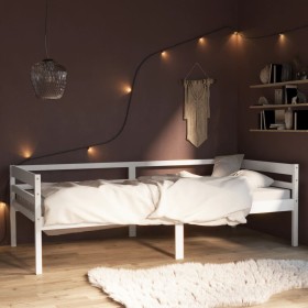 Solid white pine wood bed frame 90x200 cm by vidaXL, Beds and slatted bases - Ref: Foro24-322052, Price: 118,74 €, Discount: %